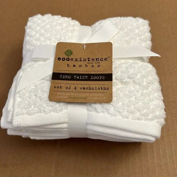 8pc ECOEXISTENCE Bamboo Zero Twist Loops Bath Towel Set - White - Picture 5 of 11